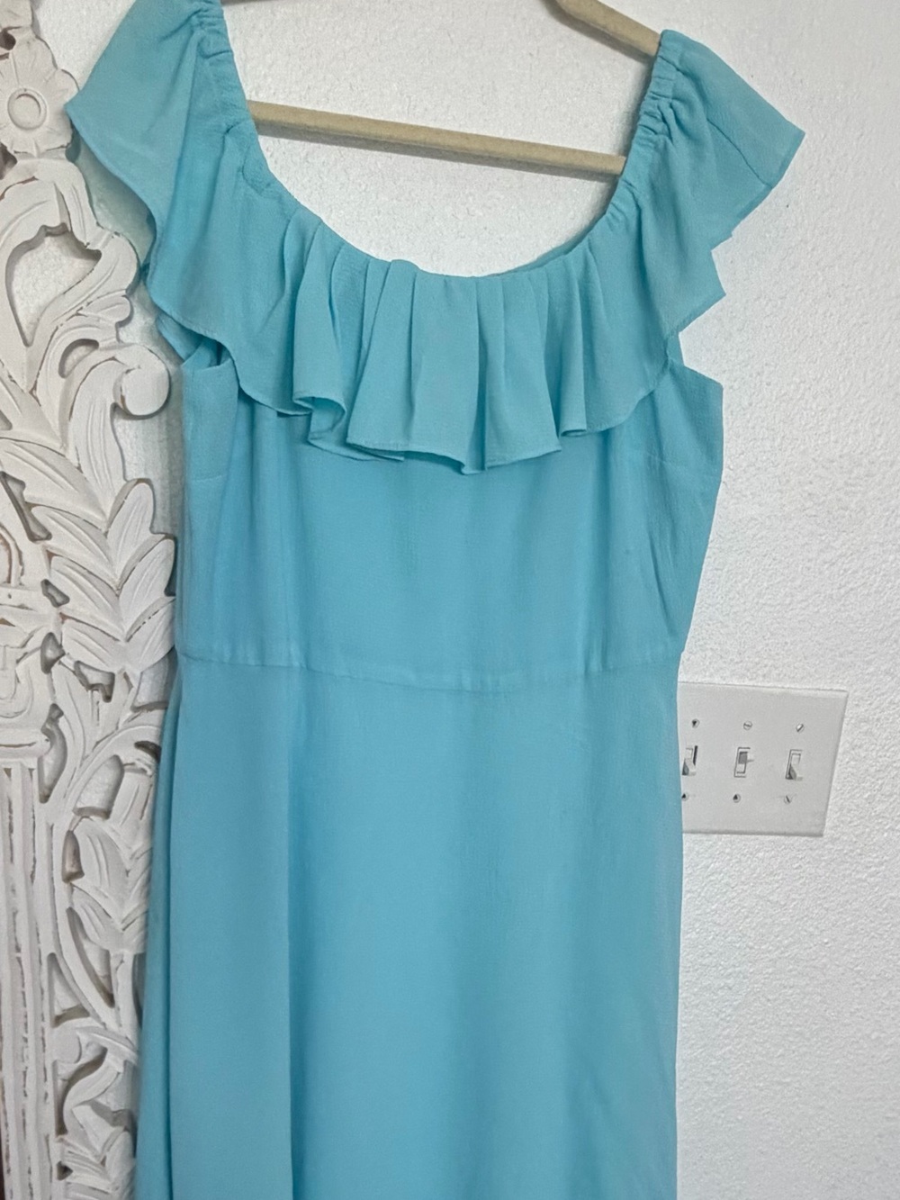 Betsey Johnson Turquoise One-Shoulder Ruffle Dress